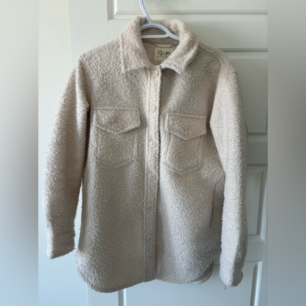 RD Style Cream Bouclé Button-Front Jacket/Coat